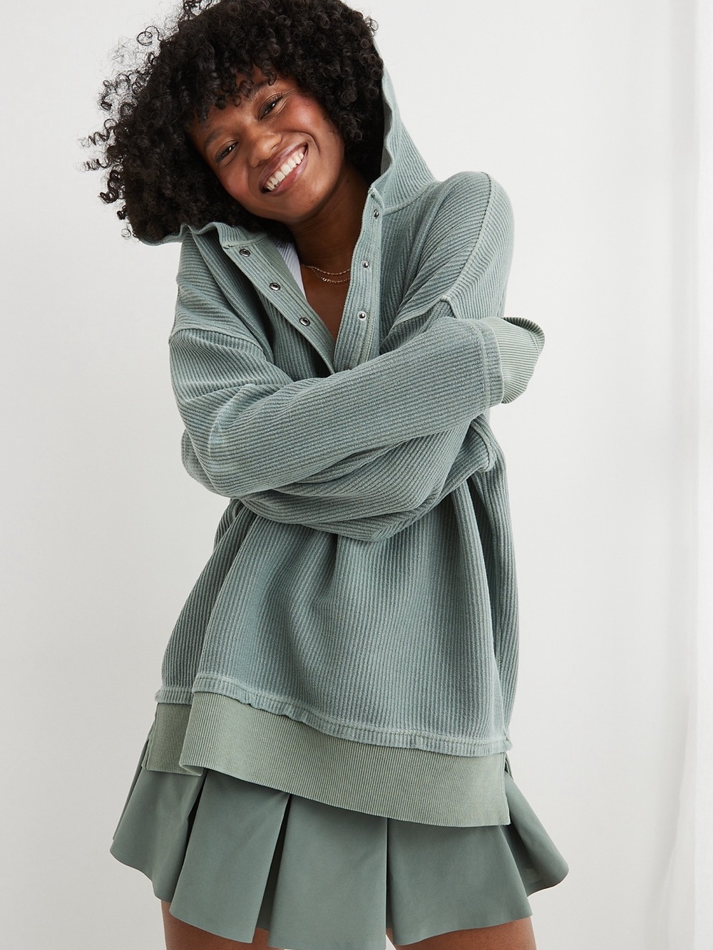 Aerie Textured Henley Hoodie